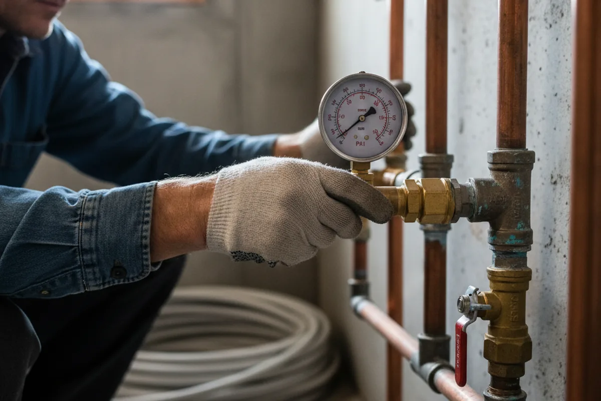 Pressure testing a repaired line during Water Line Repair in Afton